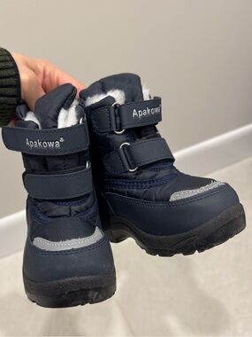 Kids Navy Winter Boots with Fleece Lining
